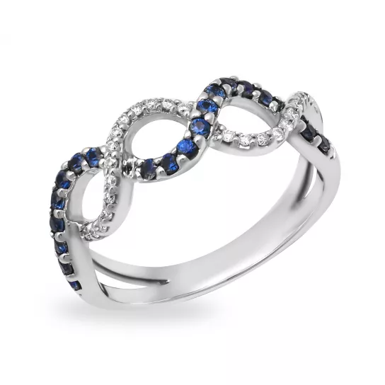 Кольцо с бриллиантами с сапфиром из золота