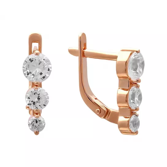 Серьги с фианитом из золота