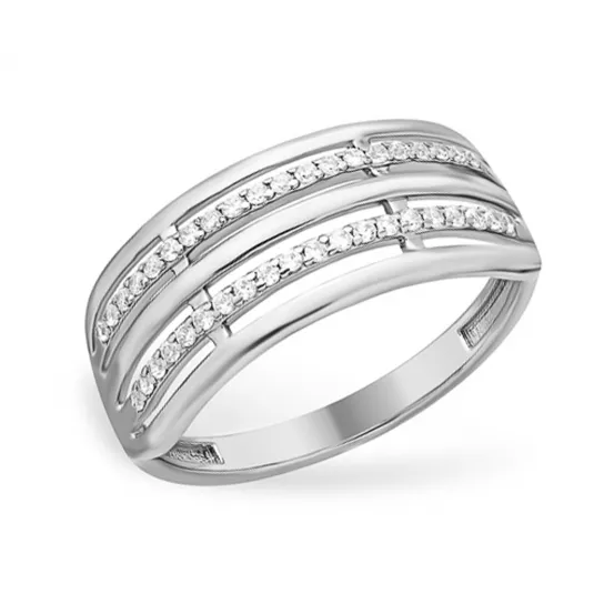 Кольцо с фианитом из серебра