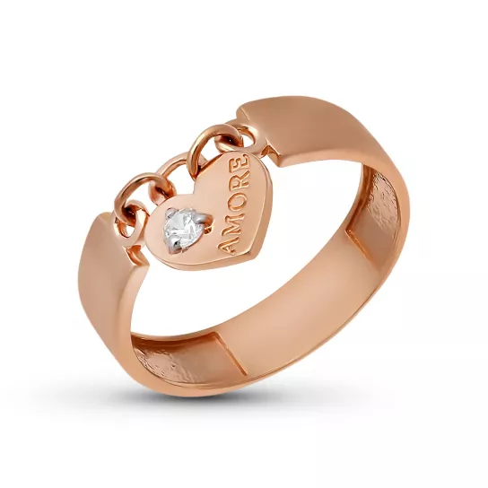 Кольцо с фианитом из золота