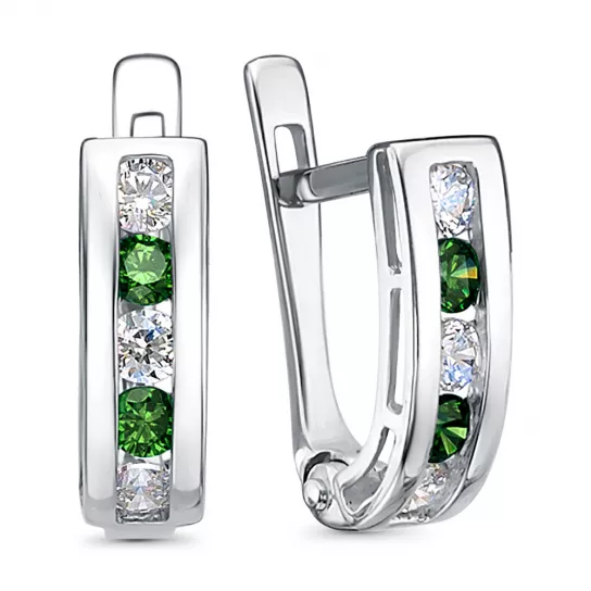 Серьги с фианитом из серебра