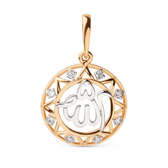 Подвеска мусульманская с фианитом из золота