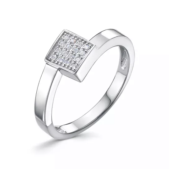 Кольцо с фианитом из серебра