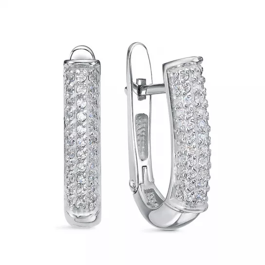 Серьги с фианитом из серебра