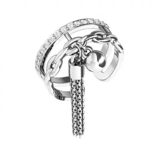 Кольцо с фианитом из серебра