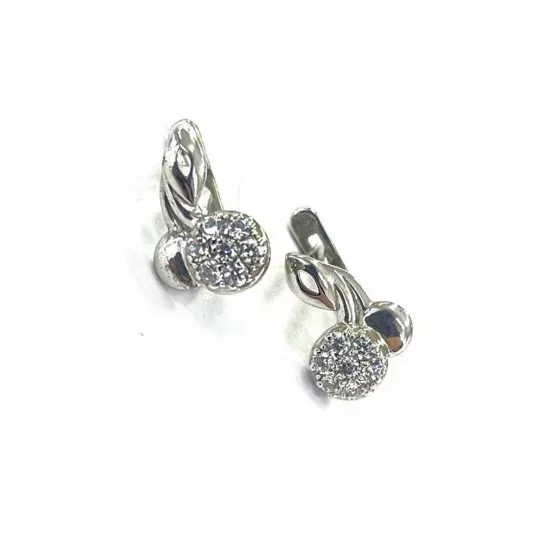 Серьги с фианитом из серебра