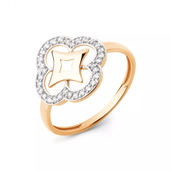 Кольцо с фианитом из золота