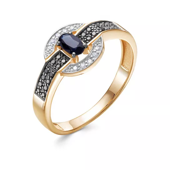 Кольцо с бриллиантами с сапфиром из золота