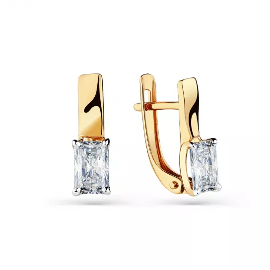 Серьги с фианитом из золота