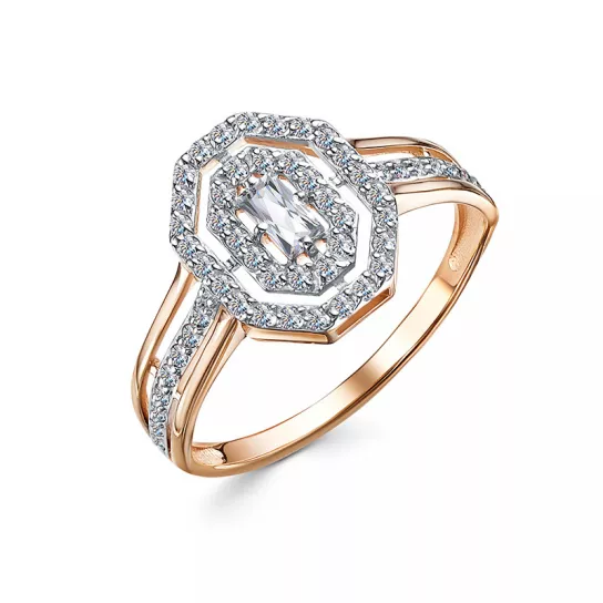 Кольцо с фианитом из золота