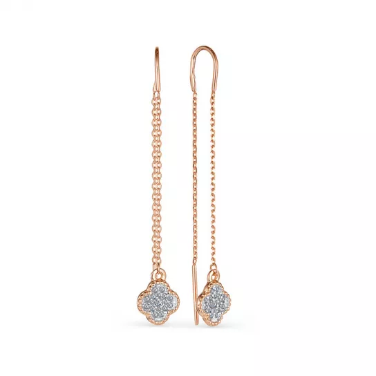 Серьги-продевки с фианитом из золота