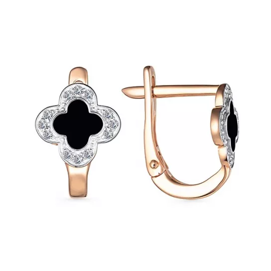 Серьги с фианитом из золота