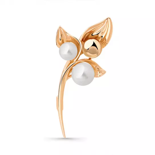 Брошь с жемчугом из золота