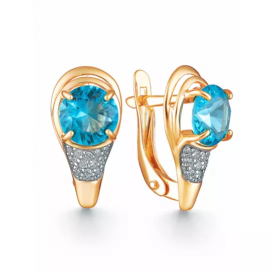 Серьги с топазом и фианитом из золота