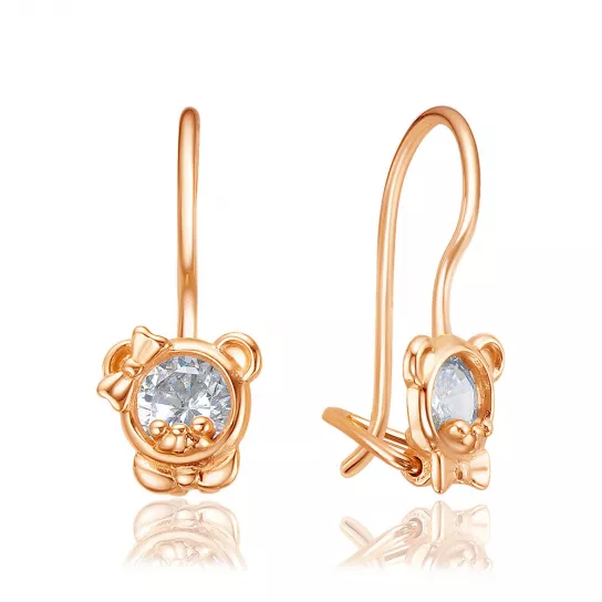 Серьги детские с фианитом из золота