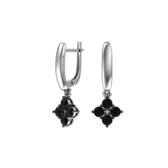 Серьги с фианитом из серебра