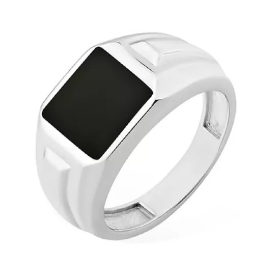 Кольцо-печатка с фианитом из серебра